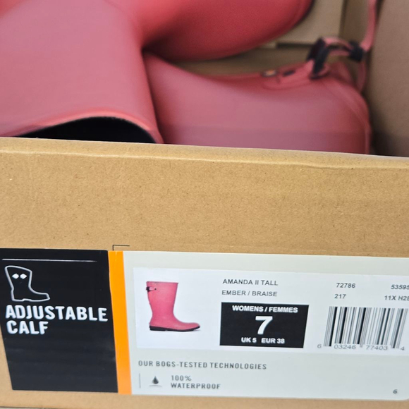 Women's Bogs Amanda II Tall Rain Boots US 7 Red-Orange Black - Picture 10 of 10